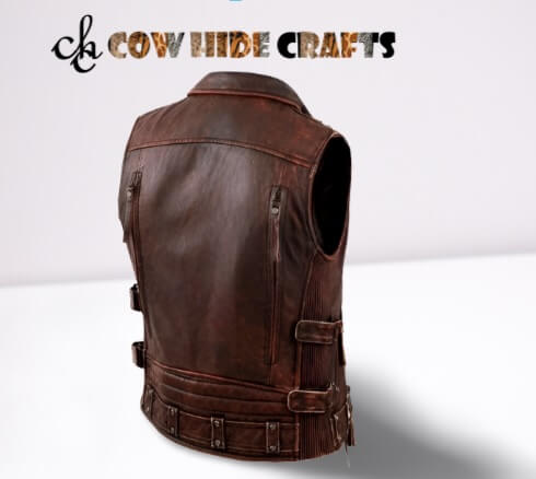 biker sleeveless leather jacket