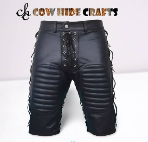 Black biker shorts lace front closure