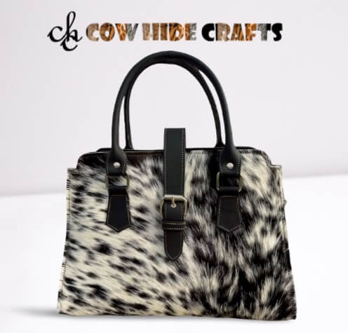 Black cowhide bucket bag small belt buckle