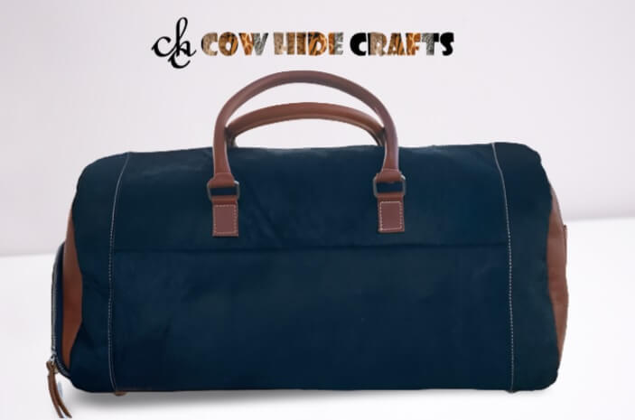 Black cowhide gym travel duffle holdall