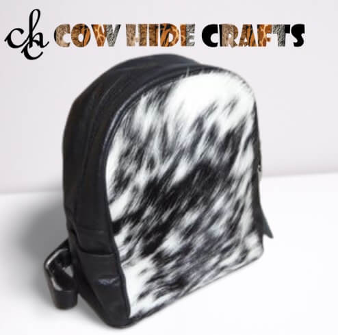 Compact Mini Backpack Black and White Hair on Hide 