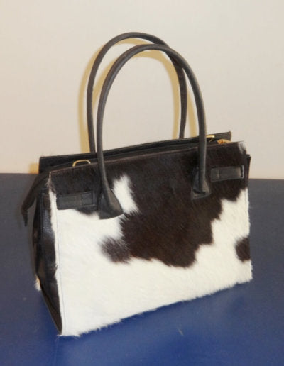 Black cowhide shoulder bag long adjustable strap