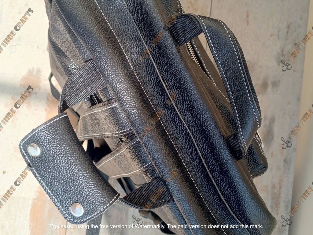 Black laptop backpack top handle and straps