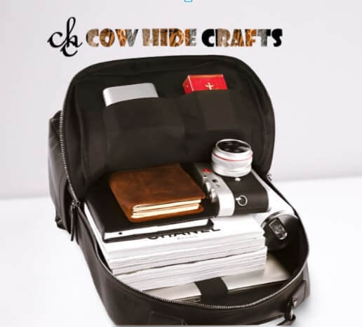Black leather bag laptop sleeve interior