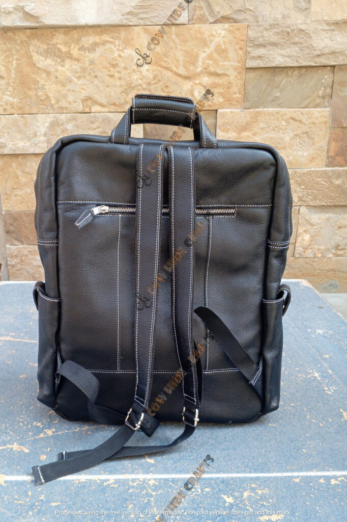 Black leather bag laptop sleeve inside