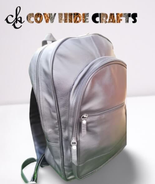 Black leather daily backpack work travel