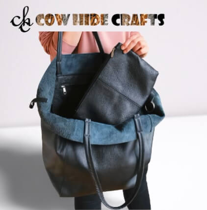 Black leather hobo bag with internal cosmetic pouch