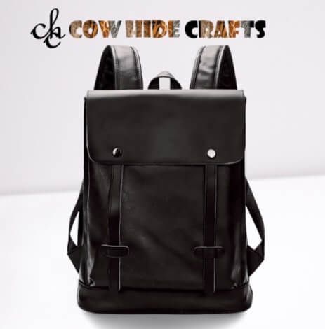 black leather work backpack