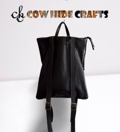 Black premium leather rucksack