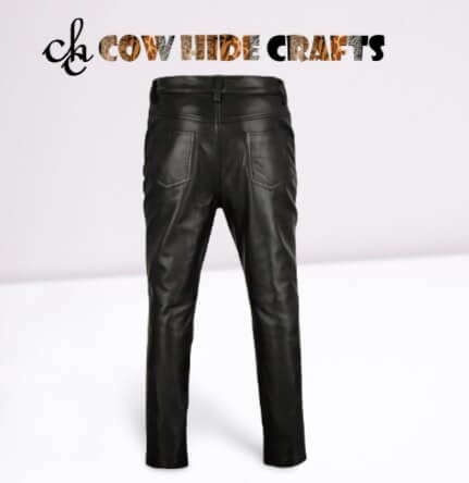 Black sheepskin biker pant pockets