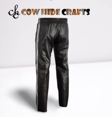 Black sheepskin casual trouser elastic waistband
