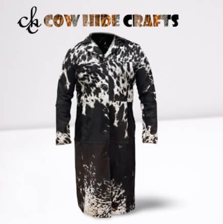 Women's black and white hair-on cowhide duffle coat