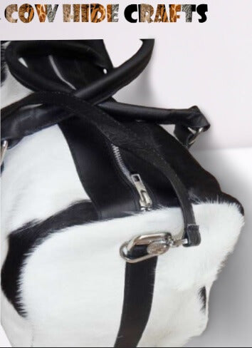 Black white cowhide gym bag