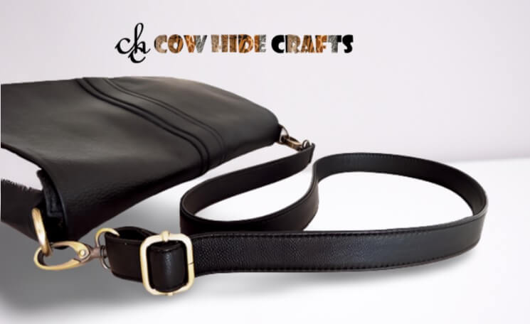 Black white cowhide messenger bag long strap