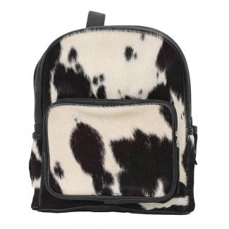 Black white cowhide mini bag large front pocket