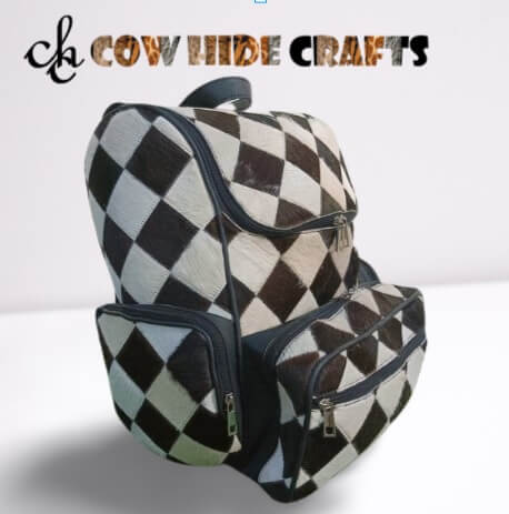 Patchwork Black & white Cowhide Backpack Hair On 