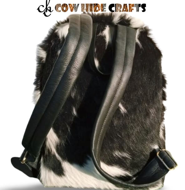 Black and white cowhide rucksack travel backpack