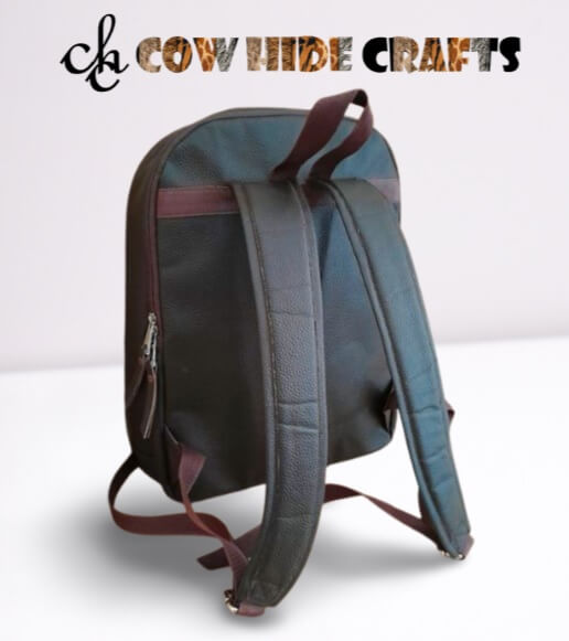 Black white cowhide rucksack top handle strap