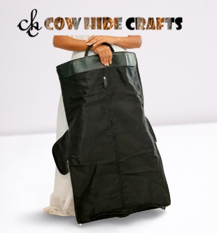 Black white cowhide suit carrier duffle