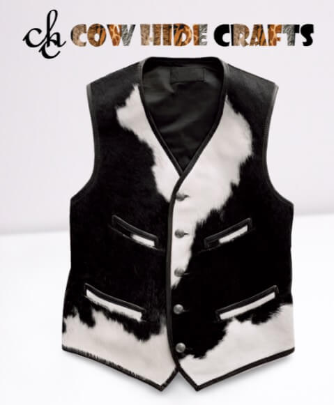 black white cowhide western vest