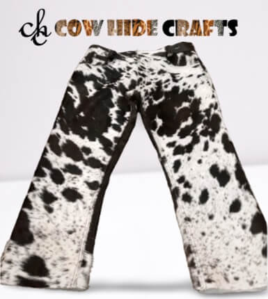Black and white hair-on cowhide unisex pants