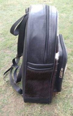 Black white junior cowhide bag side view
