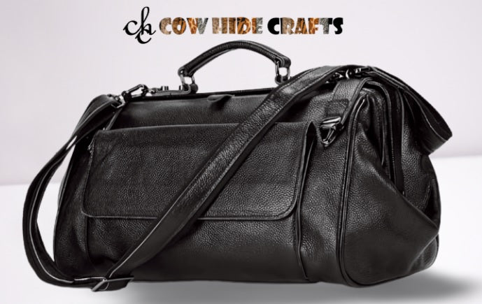 Pebbled Weekender Frame Bag – Hinged Wide-Mouth Leather Shoulder Bag | Black Brown Tan