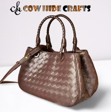 Braided Leather Tote With Long Strap
