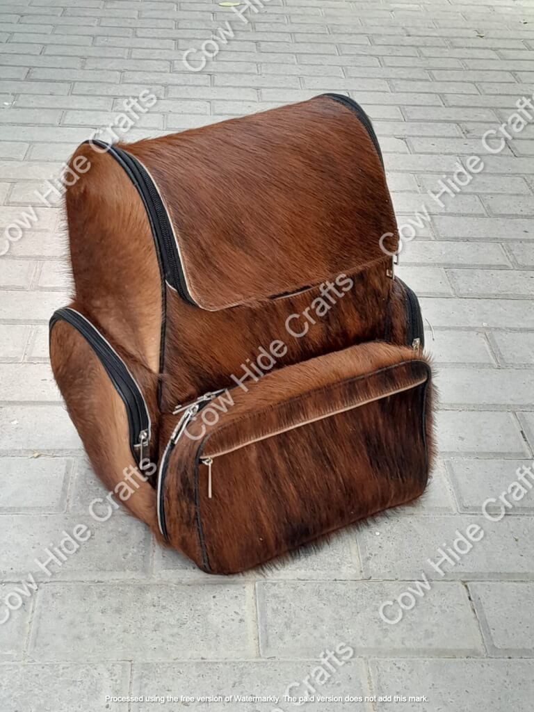 Brindle cowhide backpack genuine hair on hide