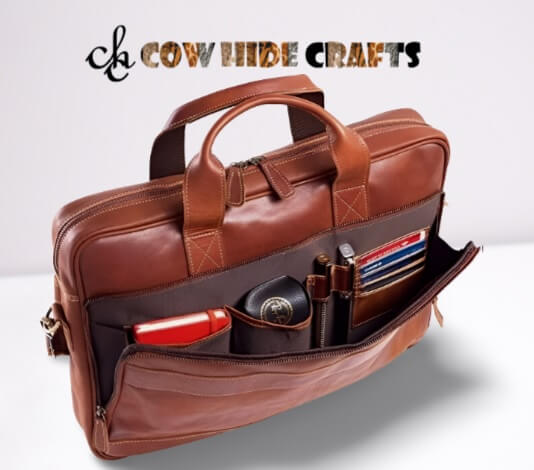 Brown briefcase travel bag passport pocket