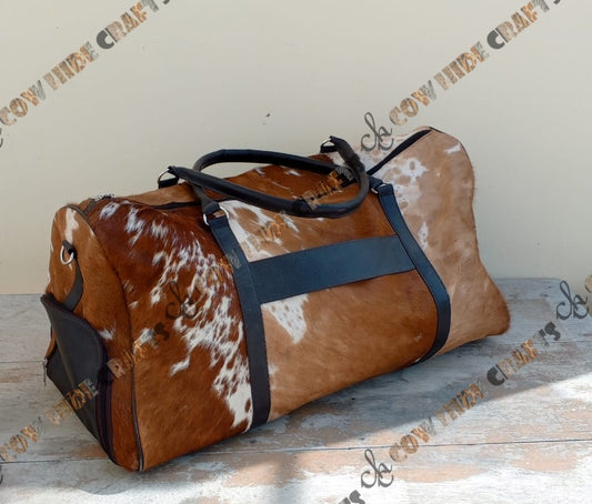 Brown cowhide airport duffle 