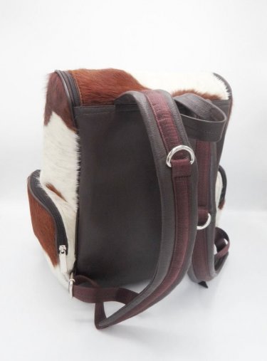 Brown cowhide rucksack leather backside structure