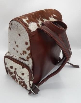 Brown cowhide rucksack padded leather shoulder straps