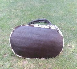 Brown cowhide slouch bag reinforced leather base