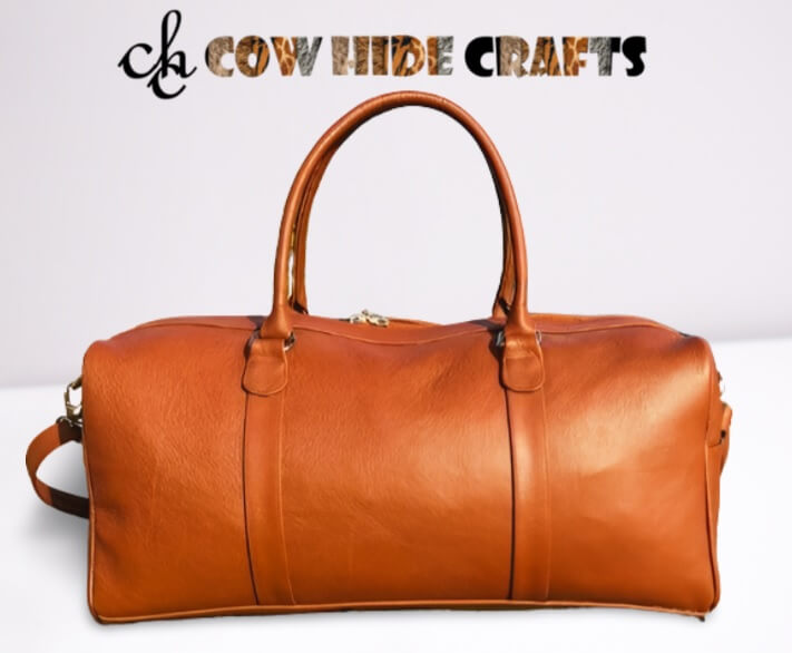 leather duffle bag with side pockets