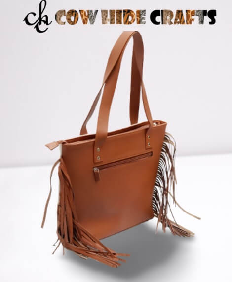 Brown fringe bag long hair on side fringes