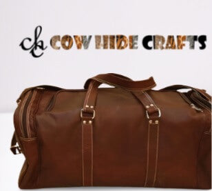 Brown glaze leather holdall front view