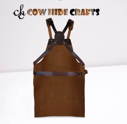 Brown leather apron adjustable waist belt