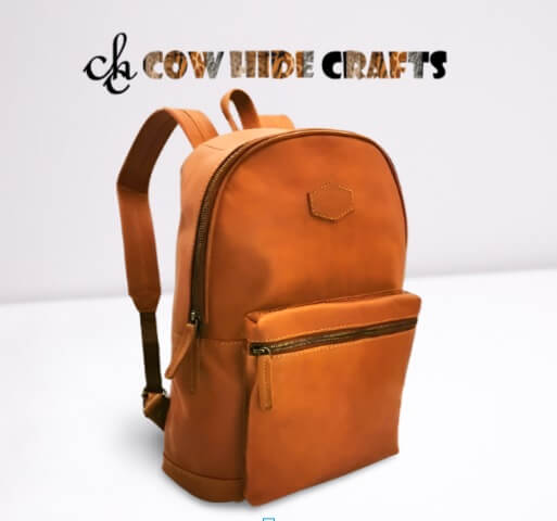 Brown leather backpack tan mid size