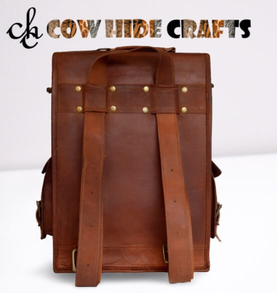 Brown leather convertible office backpack