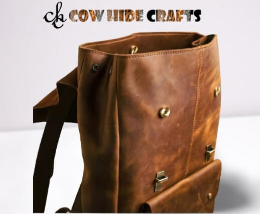 brown leather flap rucksack