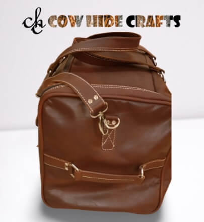 Brown leather holdall dual top handles detachable strap