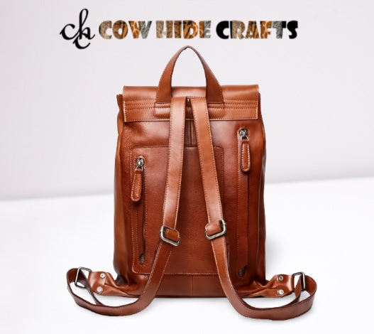 Handmade leather minimalist backpack USA