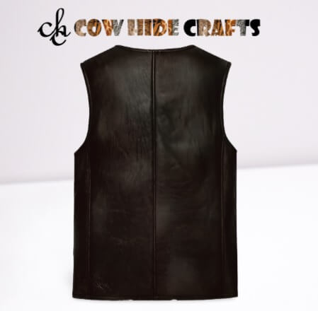 brown leather vest with faux fur lining 