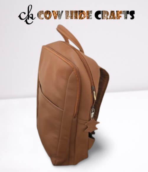 Brown office backpack padded shoulder straps