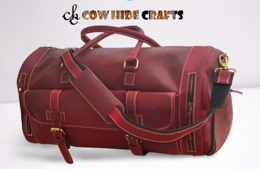 Maroon Leather Road Trip Duffle