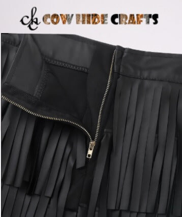Zipper Closure Partywear Ladies Leather Skirt