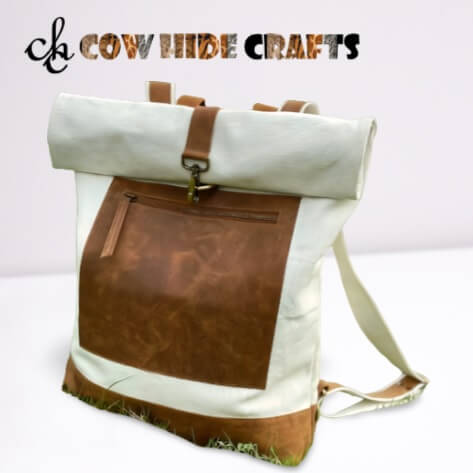 canvas rolltop leather rucksack