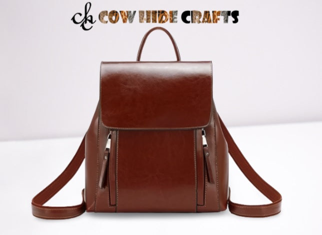 Leather Backpack With Flap And Zipper