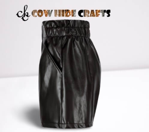 Casual loose fit leather shorts with elastic back waistband